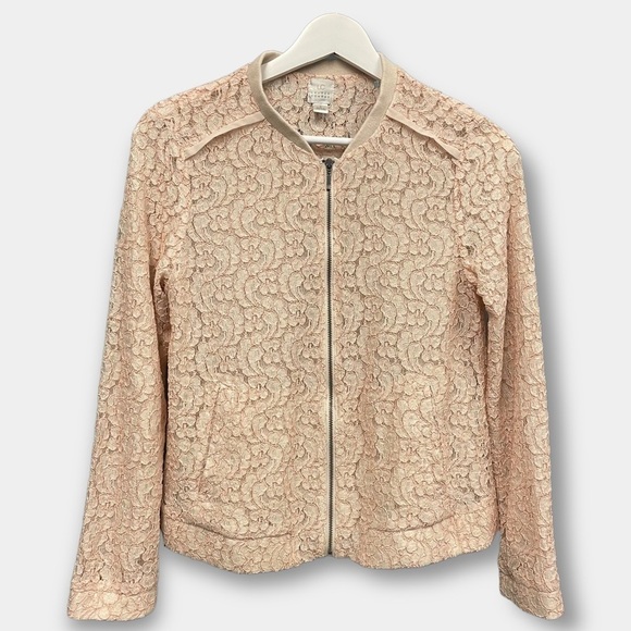 Lauren Conrad Lace Peach Pink Jacket Track Style  Size 8 - Picture 1 of 5